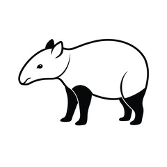 tapir line art vector illustration 