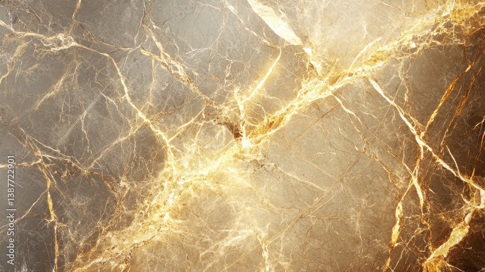 Poster close-up of luxurious golden and gray marble texture with intricate veining.