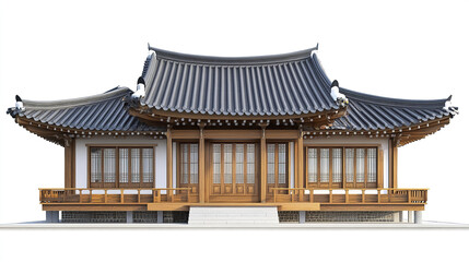 Fototapeta premium traditional Korean house with wooden architecture and curved roof