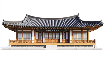 Fototapeta premium Traditional Korean house with wooden architecture and tiled roof