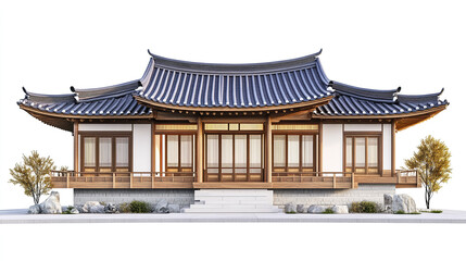 Naklejka premium Traditional Korean house with elegant wooden architecture
