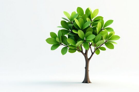 Single young tree, thin trunk, vibrant foliage, pure white, plant, young