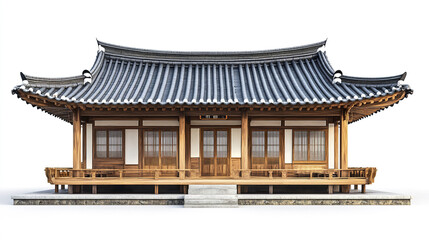 Fototapeta premium Traditional Korean house with wooden structure and tiled roof