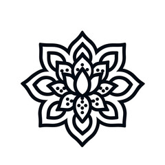Intricate lotus flower design, symbolizing purity and enlightenment, displayed on a white isolated background.