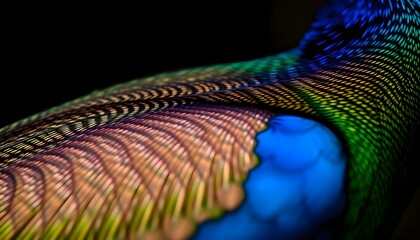 close up of a colorful bird's wing