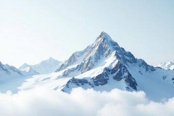 Fototapeta premium Snow-covered mountain peak, pristine white expanse, nature photography, snow, cliffs