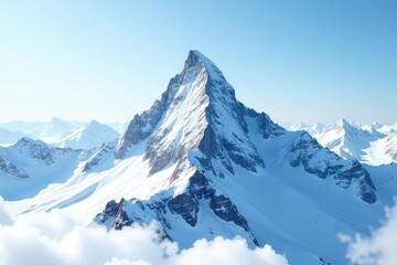 Obraz premium Snow-covered mountain peak, pristine white sky, peaceful, alpine, white