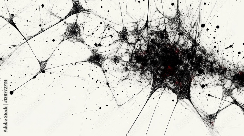 Poster abstract black network structure on white background.