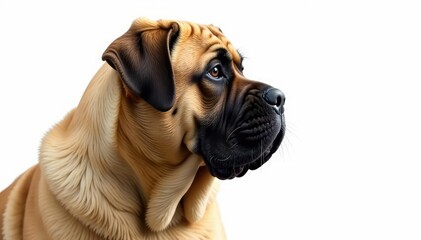 Obraz premium Solo mastiff, impressive profile, pure white backdrop, dog, ears
