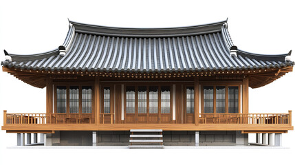 Fototapeta premium Traditional Korean house with wooden architecture and tiled roof
