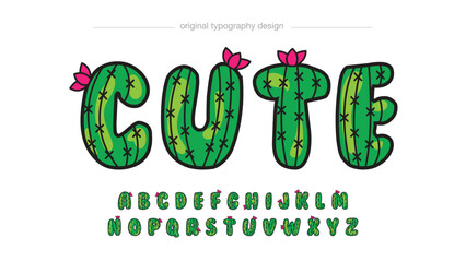 cactus cartoon uppercase isolated font © Patrick