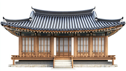 Fototapeta premium Traditional Korean house with wooden structure and tiled roof