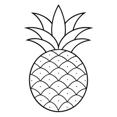 Obraz premium Pineapple Fruit Coloring Book Page Line Art Drawing