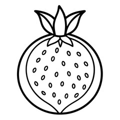Pomegranate Fruit Coloring Book Page Line Art Drawing