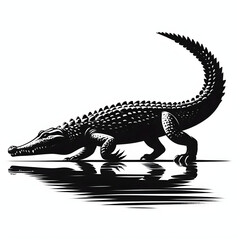 crocodile on white background vector silhouette