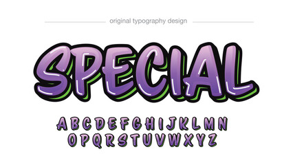 purple and green uppercase modern graffiti typography isolated