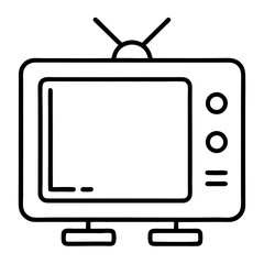 Smart TV Icon Outline Coloring Page on White Background