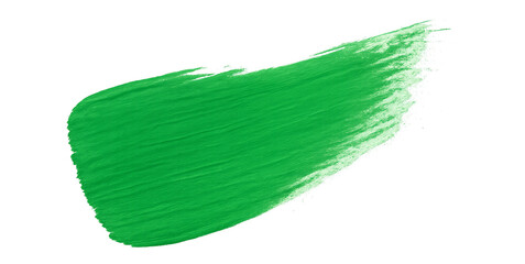 Vibrant emerald paint stroke sweeping across transparent canvas surface