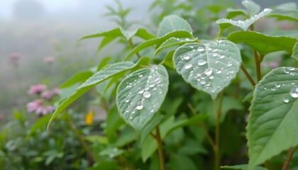 green plant with water droplets on it