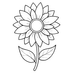 Sunflower Flower Coloring Book Page Line Art Drawing