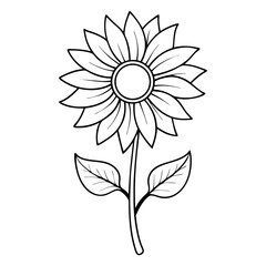 Fototapeta premium Sunflower Flower Coloring Book Page Line Art Drawing