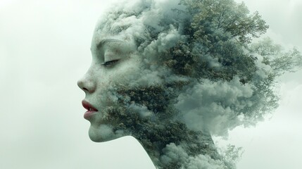 Nature's Embrace: A Surreal Portrait of Woman and Tree