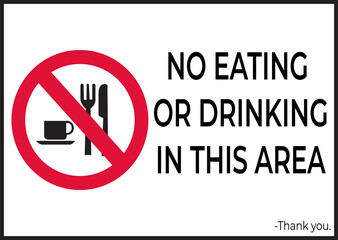 No Eating or Drinking in this area signage vector illustration
