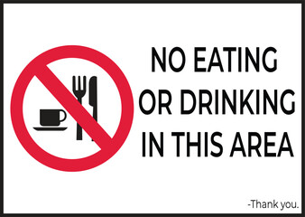 No Eating or Drinking in this area signage vector illustration