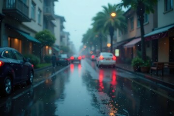Obraz premium Heavy downpour, multiple droplets on white, blurred motion, natural, rain