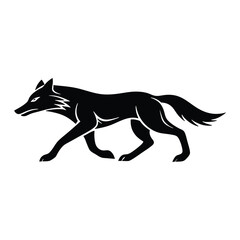 Wolf Silhouette Vector Illustration Running in Nature