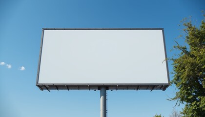 Obraz premium Blank Billboard Against a Clear Blue Sky: Large Format Advertising Space with Copy Space.