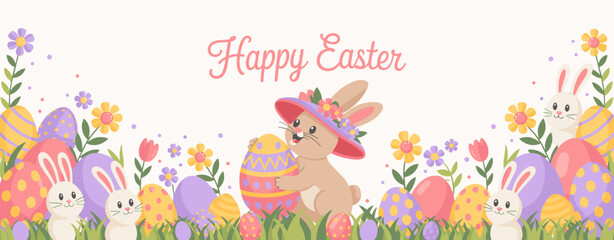 Easter poster, Easter banner, banner, Easter clipart, happy Easter, Easter 2025, 2025, Easter celebration, easter sublimation, easter card, easter, bunny, rabbit, egg, card, spring, cartoon, holiday, 