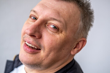 face of angry person dissatisfied with life and everything that happens. man is grimacing