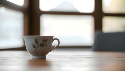 Fototapeta premium coffee cup sitting on top of a wooden table