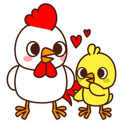 Chicken father rooster and baby chicks, Happy Father's Day