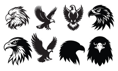 Majestic American Eagle Silhouette Clipart Bundle Design, Patriotic and Powerful Illustration