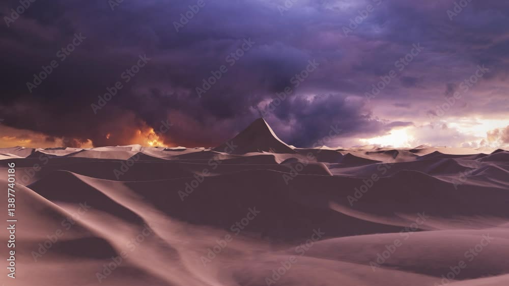 Canvas Prints alien spaceship ufo over desert dunes, 3d rendering