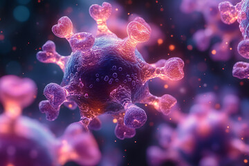 Vaccine vs. Virus – Scientific Concept Art of Molecular Interaction in Immunology