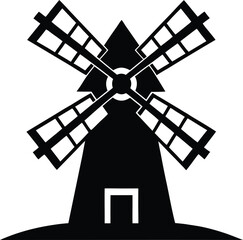 Windmill Silhouette Vector & Renewable Energy Icon