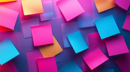 Colorful Sticky Notes: A vibrant collection of sticky notes in various colors, arranged in a dynamic composition, suggesting ideas, reminders, and a creative workspace.