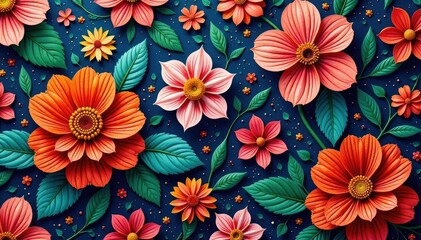 Intricate floral textile design, repeating seamlessly , background, vintage