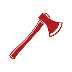 Minimalist Red Axe with Sharp Blade Vector Design.