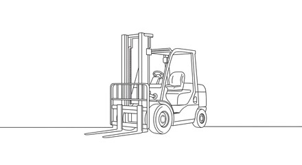 Forklift Truck Line Art Illustration on White Background for Design