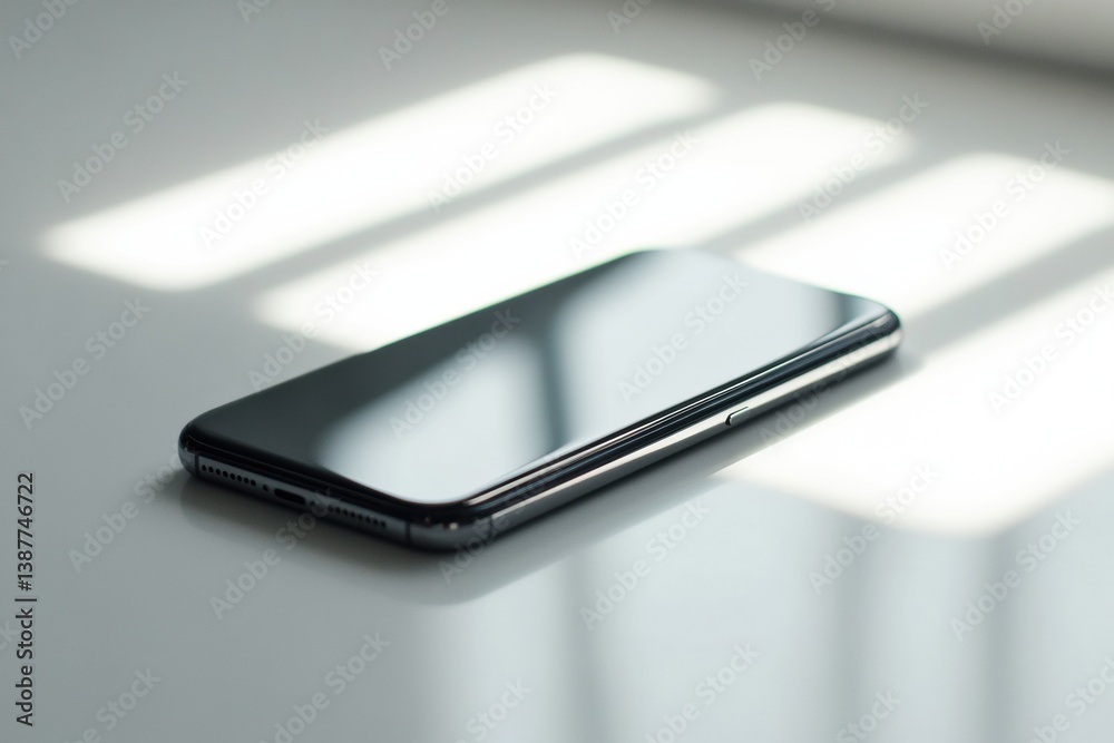 Leinwandbilder sleek modern smartphone rests elegantly on a clean white surface with soft diffused lighting highlig