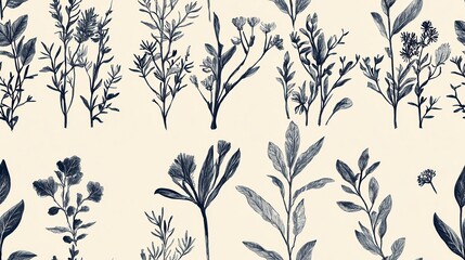 Fototapeta premium Nature's beauty captivating vintage botanical sketches and illustrations