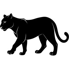 Tiger Vector Silhouette, Panther Logo Icon, Wild Animal Illustration, Symbolizes Strength, Power, Courage, Fierceness, Nature, Freedom, Majestic Creatures, Fierce Predator, Wild Spirit, Wildlife.
