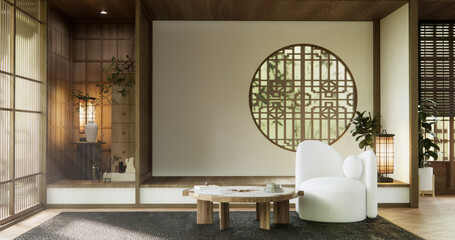 Japan Room Design Japanese style. 3D rendering