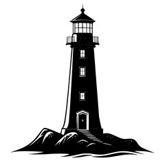 lighthouse silhouette vector