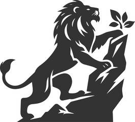 Naklejka premium Lion black vector silhouette