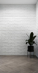 Scene Empty room with white wall with wood wall design. 3d rendering